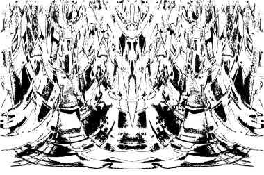 Grunge dikey olarak simetrik siyah beyaz doku. Tek renkli yıpranmış kaplama deseni. 