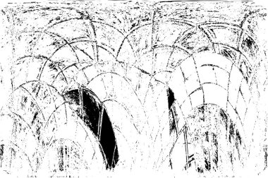 Grunge Siyah ve Beyaz Şehir Vektör Doku Şablonu. Çatlakların, lekelerin, çiplerin, çizgilerin koyu arkaplanı.