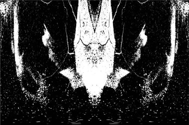 Grunge Siyah ve Beyaz Şehir Vektör Doku Şablonu. Çatlakların, lekelerin, çiplerin, çizgilerin koyu arkaplanı.