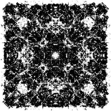 Grunge Siyah ve Beyaz Şehir Vektör Doku Şablonu. Çatlakların, lekelerin, çiplerin, çizgilerin koyu arkaplanı.