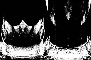 Grunge Siyah ve Beyaz Şehir Vektör Doku Şablonu. Çatlakların, lekelerin, çiplerin, çizgilerin koyu arkaplanı.