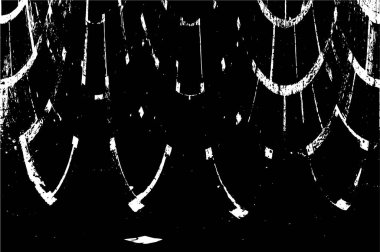 Grunge Siyah ve Beyaz Şehir Vektör Doku Şablonu. Çatlakların, lekelerin, çiplerin, çizgilerin koyu arkaplanı.