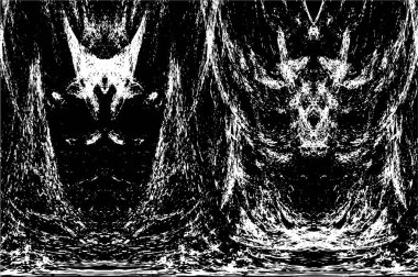 Grunge Siyah ve Beyaz Şehir Vektör Doku Şablonu. Çatlakların, lekelerin, çiplerin, çizgilerin koyu arkaplanı.