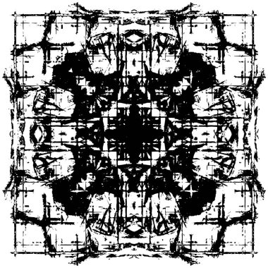 Grunge üst üste biniyor. Soyut siyah-beyaz vektör arkaplanı. Çatlak, leke ve noktalarda kirli desenli tek renkli klasik yüzey. Karanlık korku tarzında eski bir duvar.