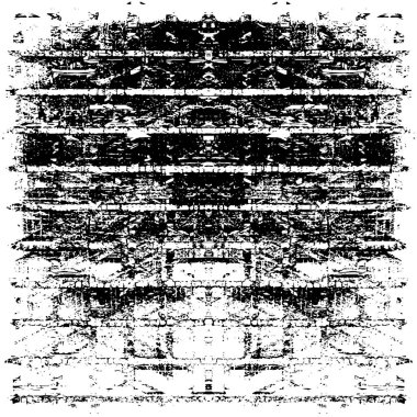 Grunge üst üste biniyor. Soyut siyah-beyaz vektör arkaplanı. Çatlak, leke ve noktalarda kirli desenli tek renkli klasik yüzey. Karanlık korku tarzında eski bir duvar.