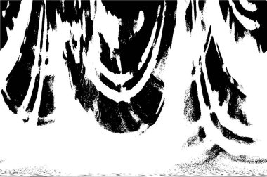 Grunge üst üste biniyor. Soyut siyah-beyaz vektör arkaplanı. Çatlak, leke ve noktalarda kirli desenli tek renkli klasik yüzey. Karanlık korku tarzında eski bir duvar.