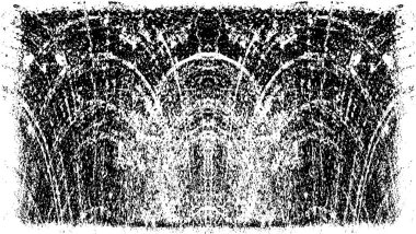 Grunge üst üste biniyor. Soyut siyah-beyaz vektör arkaplanı. Çatlak, leke ve noktalarda kirli desenli tek renkli klasik yüzey. Karanlık korku tarzında eski bir duvar.