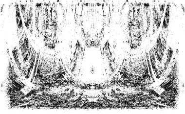 Grunge dikey olarak simetrik siyah beyaz doku. Tek renkli yıpranmış kaplama deseni. 