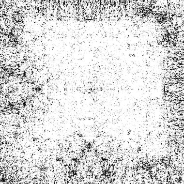 Grunge üst üste biniyor. Soyut siyah-beyaz vektör arkaplanı. Çatlak, leke ve noktalarda kirli desenli tek renkli klasik yüzey. Karanlık korku tarzında eski bir duvar.