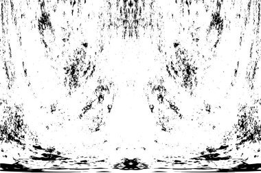 Grunge üst üste biniyor. Soyut siyah-beyaz vektör arkaplanı. Çatlak, leke ve noktalarda kirli desenli tek renkli klasik yüzey. Karanlık korku tarzında eski bir duvar.
