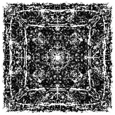 Grunge üst üste biniyor. Soyut siyah-beyaz vektör arkaplanı. Çatlak, leke ve noktalarda kirli desenli tek renkli klasik yüzey. Karanlık korku tarzında eski bir duvar.