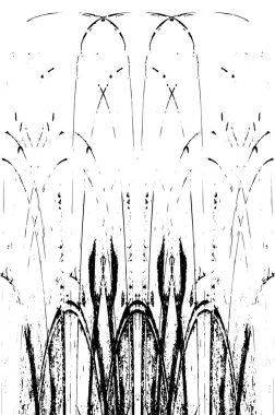 Grunge üst üste biniyor. Soyut siyah-beyaz vektör arkaplanı. Çatlak, leke ve noktalarda kirli desenli tek renkli klasik yüzey. Karanlık korku tarzında eski bir duvar.