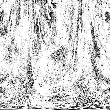 Grunge üst üste biniyor. Soyut siyah-beyaz vektör arkaplanı. Çatlak, leke ve noktalarda kirli desenli tek renkli klasik yüzey. Karanlık korku tarzında eski bir duvar.