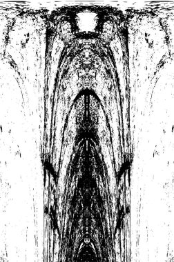 Grunge üst üste biniyor. Soyut siyah-beyaz vektör arkaplanı. Çatlak, leke ve noktalarda kirli desenli tek renkli klasik yüzey. Karanlık korku tarzında eski bir duvar.