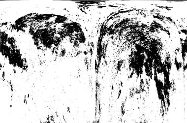 Grunge üst üste biniyor. Soyut siyah-beyaz vektör arkaplanı. Çatlak, leke ve noktalarda kirli desenli tek renkli klasik yüzey. Karanlık korku tarzında eski bir duvar.