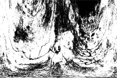 Grunge üst üste biniyor. Soyut siyah-beyaz vektör arkaplanı. Çatlak, leke ve noktalarda kirli desenli tek renkli klasik yüzey. Karanlık korku tarzında eski bir duvar.