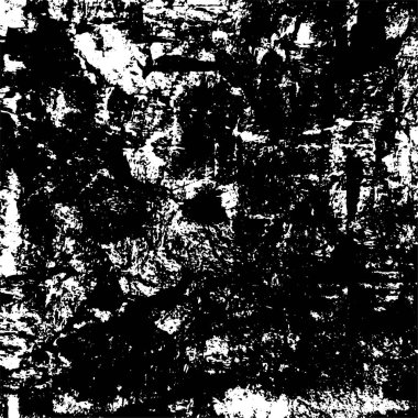 Grunge üst üste biniyor. Soyut siyah-beyaz vektör arkaplanı. Çatlak, leke ve noktalarda kirli desenli tek renkli klasik yüzey. Karanlık korku tarzında eski bir duvar.