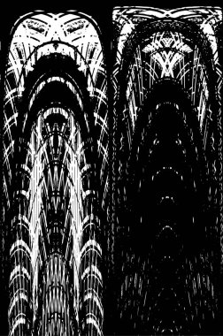 Grunge üst üste biniyor. Soyut siyah-beyaz vektör arkaplanı. Çatlak, leke ve noktalarda kirli desenli tek renkli klasik yüzey. Karanlık korku tarzında eski bir duvar.