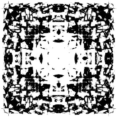 Grunge üst üste biniyor. Soyut siyah-beyaz vektör arkaplanı. Çatlak, leke ve noktalarda kirli desenli tek renkli klasik yüzey. Karanlık korku tarzında eski bir duvar.