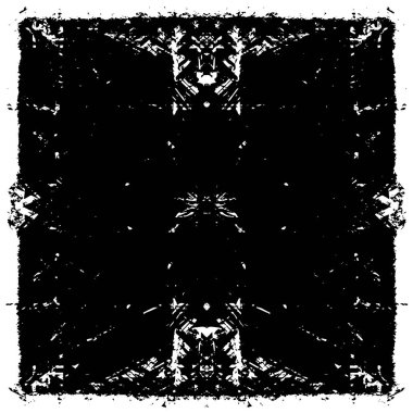 Grunge üst üste biniyor. Soyut siyah-beyaz vektör arkaplanı. Çatlak, leke ve noktalarda kirli desenli tek renkli klasik yüzey. Karanlık korku tarzında eski bir duvar.