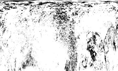 Grunge üst üste biniyor. Soyut siyah-beyaz vektör arkaplanı. Çatlak, leke ve noktalarda kirli desenli tek renkli klasik yüzey. Karanlık korku tarzında eski bir duvar.