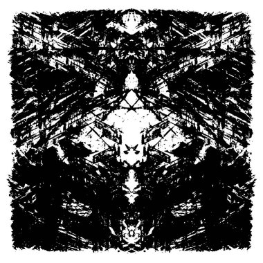 Grunge üst üste biniyor. Soyut siyah-beyaz vektör arkaplanı. Çatlak, leke ve noktalarda kirli desenli tek renkli klasik yüzey. Karanlık korku tarzında eski bir duvar.