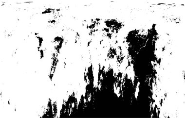Grunge üst üste biniyor. Soyut siyah-beyaz vektör arkaplanı. Çatlak, leke ve noktalarda kirli desenli tek renkli klasik yüzey. Karanlık korku tarzında eski bir duvar.