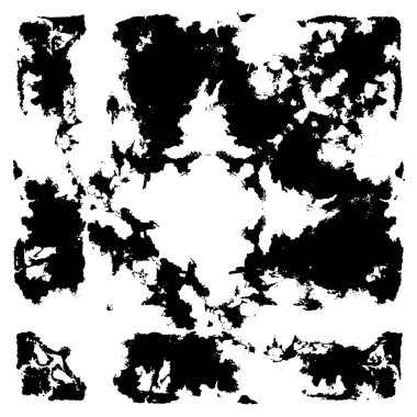 Grunge üst üste biniyor. Soyut siyah-beyaz vektör arkaplanı. Çatlak, leke ve noktalarda kirli desenli tek renkli klasik yüzey. Karanlık korku tarzında eski bir duvar.