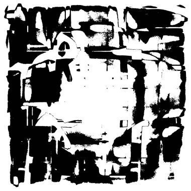 Grunge üst üste biniyor. Soyut siyah-beyaz vektör arkaplanı. Çatlak, leke ve noktalarda kirli desenli tek renkli klasik yüzey. Karanlık korku tarzında eski bir duvar.