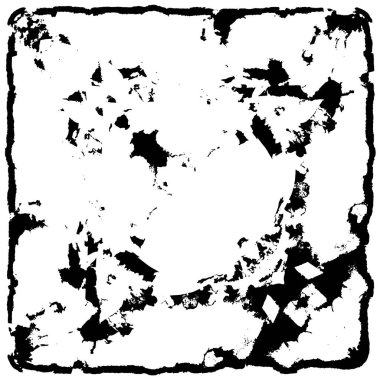 Grunge üst üste biniyor. Soyut siyah-beyaz vektör arkaplanı. Çatlak, leke ve noktalarda kirli desenli tek renkli klasik yüzey. Karanlık korku tarzında eski bir duvar.