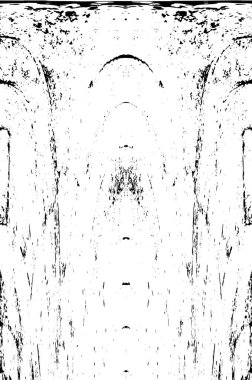 Grunge üst üste biniyor. Soyut siyah-beyaz vektör arkaplanı. Çatlak, leke ve noktalarda kirli desenli tek renkli klasik yüzey. Karanlık korku tarzında eski bir duvar.