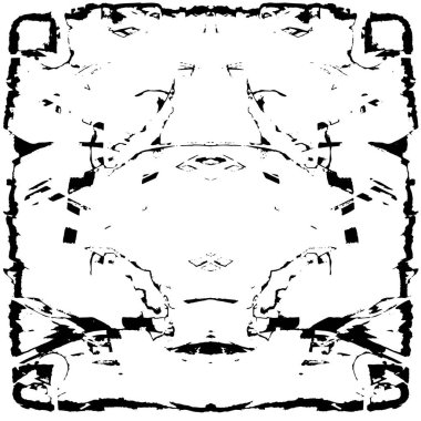 Grunge üst üste biniyor. Soyut siyah-beyaz vektör arkaplanı. Çatlak, leke ve noktalarda kirli desenli tek renkli klasik yüzey. Karanlık korku tarzında eski bir duvar.