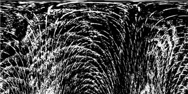 Grunge üst üste biniyor. Soyut siyah-beyaz vektör arkaplanı. Çatlak, leke ve noktalarda kirli desenli tek renkli klasik yüzey. Karanlık korku tarzında eski bir duvar.