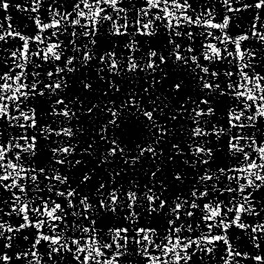 Grunge üst üste biniyor. Soyut siyah-beyaz vektör arkaplanı. Çatlak, leke ve noktalarda kirli desenli tek renkli klasik yüzey. Karanlık korku tarzında eski bir duvar.