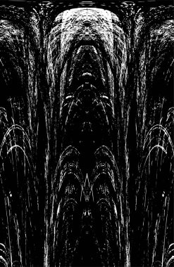 Grunge dikey olarak simetrik siyah beyaz doku. Tek renkli yıpranmış kaplama deseni. 