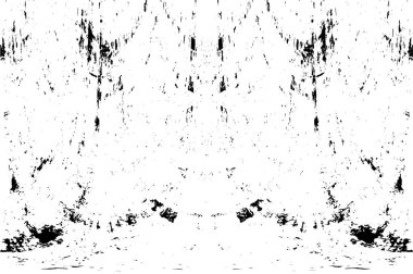 Grunge üst üste biniyor. Soyut siyah-beyaz vektör arkaplanı. Çatlak, leke ve noktalarda kirli desenli tek renkli klasik yüzey. Karanlık korku tarzında eski bir duvar.
