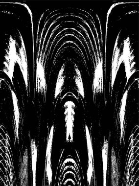 Grunge dikey olarak simetrik siyah beyaz doku. Tek renkli yıpranmış kaplama deseni. 