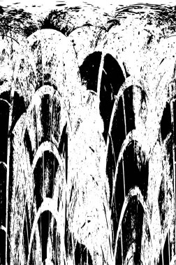 Grunge üst üste biniyor. Soyut siyah-beyaz vektör arkaplanı. Çatlak, leke ve noktalarda kirli desenli tek renkli klasik yüzey. Karanlık korku tarzında eski bir duvar.