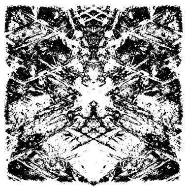 Grunge üst üste biniyor. Soyut siyah-beyaz vektör arkaplanı. Çatlak, leke ve noktalarda kirli desenli tek renkli klasik yüzey. Karanlık korku tarzında eski bir duvar.