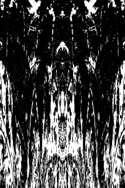 Grunge üst üste biniyor. Soyut siyah-beyaz vektör arkaplanı. Çatlak, leke ve noktalarda kirli desenli tek renkli klasik yüzey. Karanlık korku tarzında eski bir duvar.