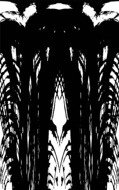 Grunge dikey olarak simetrik siyah beyaz doku. Tek renkli yıpranmış kaplama deseni. 