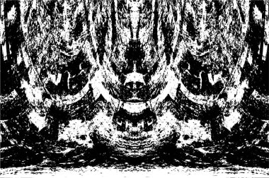 Grunge üst üste biniyor. Soyut siyah-beyaz vektör arkaplanı. Çatlak, leke ve noktalarda kirli desenli tek renkli klasik yüzey. Karanlık korku tarzında eski bir duvar.