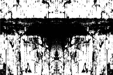 Grunge üst üste biniyor. Soyut siyah-beyaz vektör arkaplanı. Çatlak, leke ve noktalarda kirli desenli tek renkli klasik yüzey. Karanlık korku tarzında eski bir duvar.