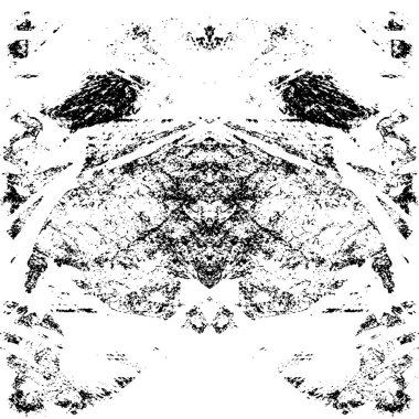 Grunge üst üste biniyor. Soyut siyah-beyaz vektör arkaplanı. Çatlak, leke ve noktalarda kirli desenli tek renkli klasik yüzey. Karanlık korku tarzında eski bir duvar.