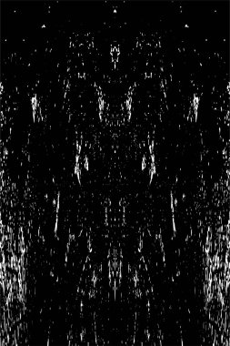 Grunge üst üste biniyor. Soyut siyah-beyaz vektör arkaplanı. Çatlak, leke ve noktalarda kirli desenli tek renkli klasik yüzey. Karanlık korku tarzında eski bir duvar.