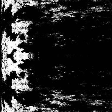 Grunge üst üste biniyor. Soyut siyah-beyaz vektör arkaplanı. Çatlak, leke ve noktalarda kirli desenli tek renkli klasik yüzey. Karanlık korku tarzında eski bir duvar.