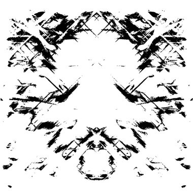 Grunge üst üste biniyor. Soyut siyah-beyaz vektör arkaplanı. Çatlak, leke ve noktalarda kirli desenli tek renkli klasik yüzey. Karanlık korku tarzında eski bir duvar.