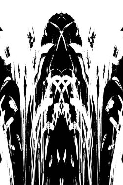 Grunge dikey olarak simetrik siyah beyaz doku. Tek renkli yıpranmış kaplama deseni. 