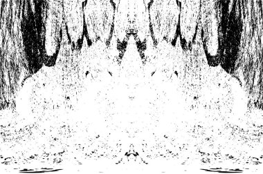 Grunge üst üste biniyor. Soyut siyah-beyaz vektör arkaplanı. Çatlak, leke ve noktalarda kirli desenli tek renkli klasik yüzey. Karanlık korku tarzında eski bir duvar.