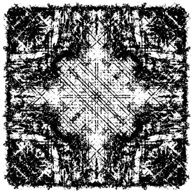 Grunge üst üste biniyor. Soyut siyah-beyaz vektör arkaplanı. Çatlak, leke ve noktalarda kirli desenli tek renkli klasik yüzey. Karanlık korku tarzında eski bir duvar.